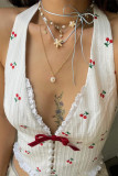 Sexy fruit Lace Backless Halter Tops