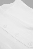 Street Solid Color Buttons Ruched V Neck Sleeveless Two Pieces