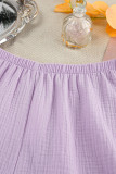 Daily Solid Color Flounce V Neck Long Sleeve Two Pieces