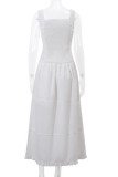 Casual Solid Color Ruched Square Neck Long Dresses