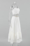 Street Solid Color Flounce Sleeveless Two Pieces