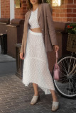 Sexy Solid Color Draw String See-Through O Neck Long Sleeve Two Pieces