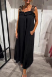 Casual Leopard Pocket Patchwork Flounce Square Neck Long Dresses