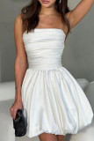 Sexy Solid Color Pleated Strapless Mini Dresses