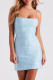 Sexy Solid Color Sequins Backless Square Neck Wrapped Skirt Dresses