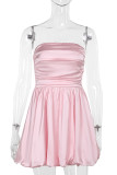 Sexy Solid Color Pleated Strapless Mini Dresses