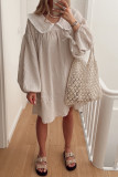 Casual Plaid Patchwork Contrast Peter Pan Collar A Line Dresses