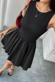 Casual Solid Color Ruched O Neck Bud Dresses