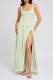 Sexy Jacquard Patchwork Slit U Neck Long Dresses