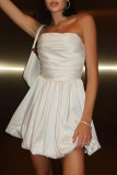 Sexy Solid Color Pleated Strapless Mini Dresses