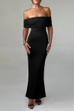 Sexy Solid Color Backless Off Shoulder One Step Skirt Dresses
