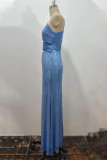 Prom Solid Color Sequins V Neck Evening Dresses