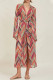 Vacation Striped Print Lace Up Contrast Swimwears Cover Up
