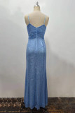 Prom Solid Color Sequins V Neck Evening Dresses