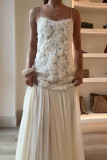 Elegant Flowers Patchwork Ruched V Neck Long Dresses