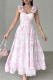 Elegant Floral Print Flounce V Neck Sling Dresses(No belt)