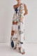 Casual Floral Print Lace Up Sloping Shoulder Long Dresses