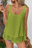 Daily Solid Color Stringy Selvedge O Neck Tops