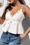 Sexy Solid Color Lace V Neck Tops