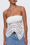 Sexy Solid Color Lace Irregular Strapless Tops