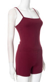 Sexy Solid Color Buttons Sleeveless Two Pieces
