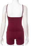 Sexy Solid Color Buttons Sleeveless Two Pieces