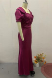Prom Solid Color Ruched Square Neck Evening Dresses