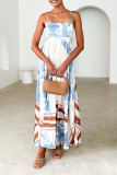 Sexy Floral Print Patchwork Contrast Square Neck Printed Dresses