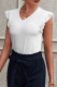 Daily Solid Color Flounce V Neck T-Shirts