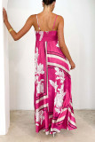 Sexy Floral Print Patchwork Contrast Square Neck Printed Dresses