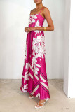 Sexy Floral Print Patchwork Contrast Square Neck Printed Dresses
