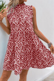 Casual Geometric Print Stringy Selvedge Contrast Stringy Selvedge Collar Sleeveless Dresses
