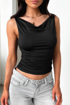 Sexy Solid Color Backless U Neck Tops
