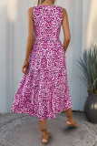 Casual Geometric Print Buttons V Neck Sleeveless Dresses