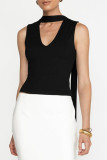 Sexy Solid Color Patchwork V Neck Tops