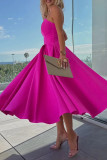 Elegant Solid Color Patchwork Strapless Evening Dresses