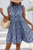 Casual Geometric Print Stringy Selvedge Contrast Stringy Selvedge Collar Sleeveless Dresses