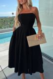 Elegant Solid Color Patchwork Strapless Evening Dresses