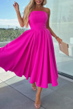 Elegant Solid Color Patchwork Strapless Evening Dresses