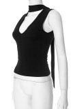 Sexy Solid Color Patchwork V Neck Tops