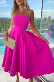 Elegant Solid Color Patchwork Strapless Evening Dresses