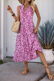 Casual Geometric Print Buttons V Neck Sleeveless Dresses