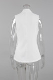 Elegant Solid Color Buttons Mandarin Collar Tops