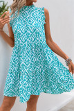 Casual Geometric Print Stringy Selvedge Contrast Stringy Selvedge Collar Sleeveless Dresses