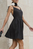 Sexy Solid Color Lace Up Backless V Neck Sling Dresses
