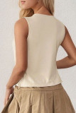 Sexy Solid Color Hollow Out Slit O Neck Tops