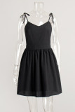 Sexy Solid Color Lace Up Backless V Neck Sling Dresses