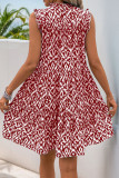Casual Geometric Print Stringy Selvedge Contrast Stringy Selvedge Collar Sleeveless Dresses