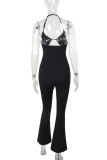 Sexy Solid Color Backless Adjustable Halter Skinny Jumpsuits