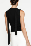 Sexy Solid Color Patchwork V Neck Tops